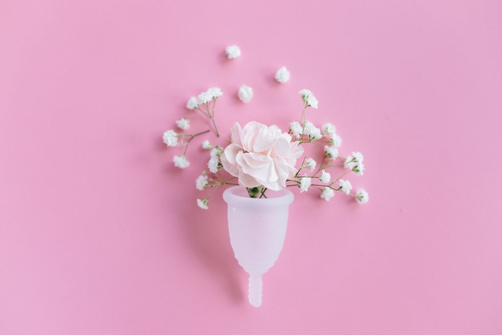 White rose in menstrual cup